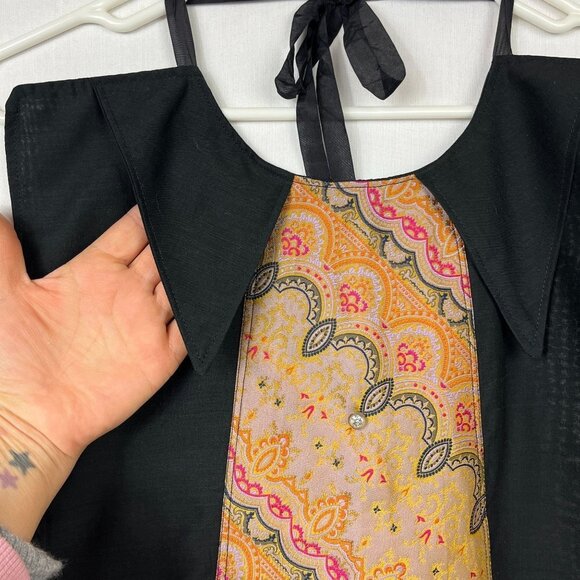 Collared Dickey With Necktie Unisex One Size Festival Indie Punk Gypsy Bohemian - Picture 2 of 7